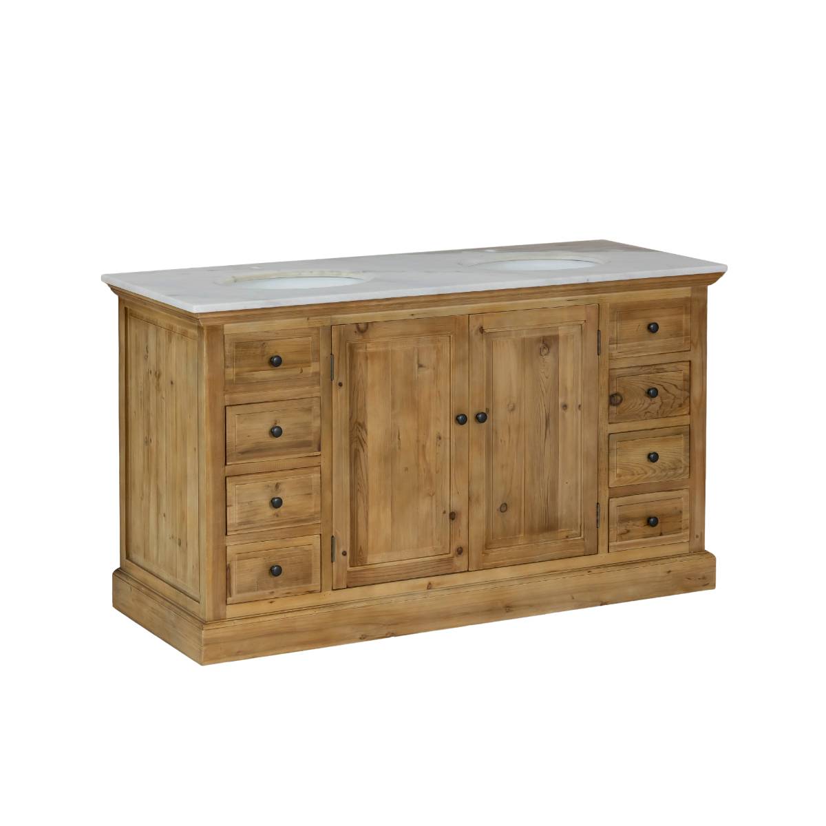 Meuble sous vasque en bois recyclé ESKEL bois clair, MADE IN MEUBLES 