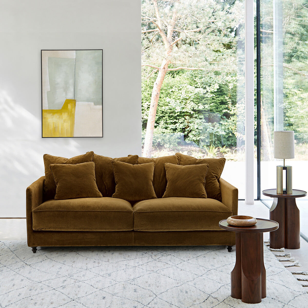Canapé 3P convertible velours, Lazare bronze, AM.PM