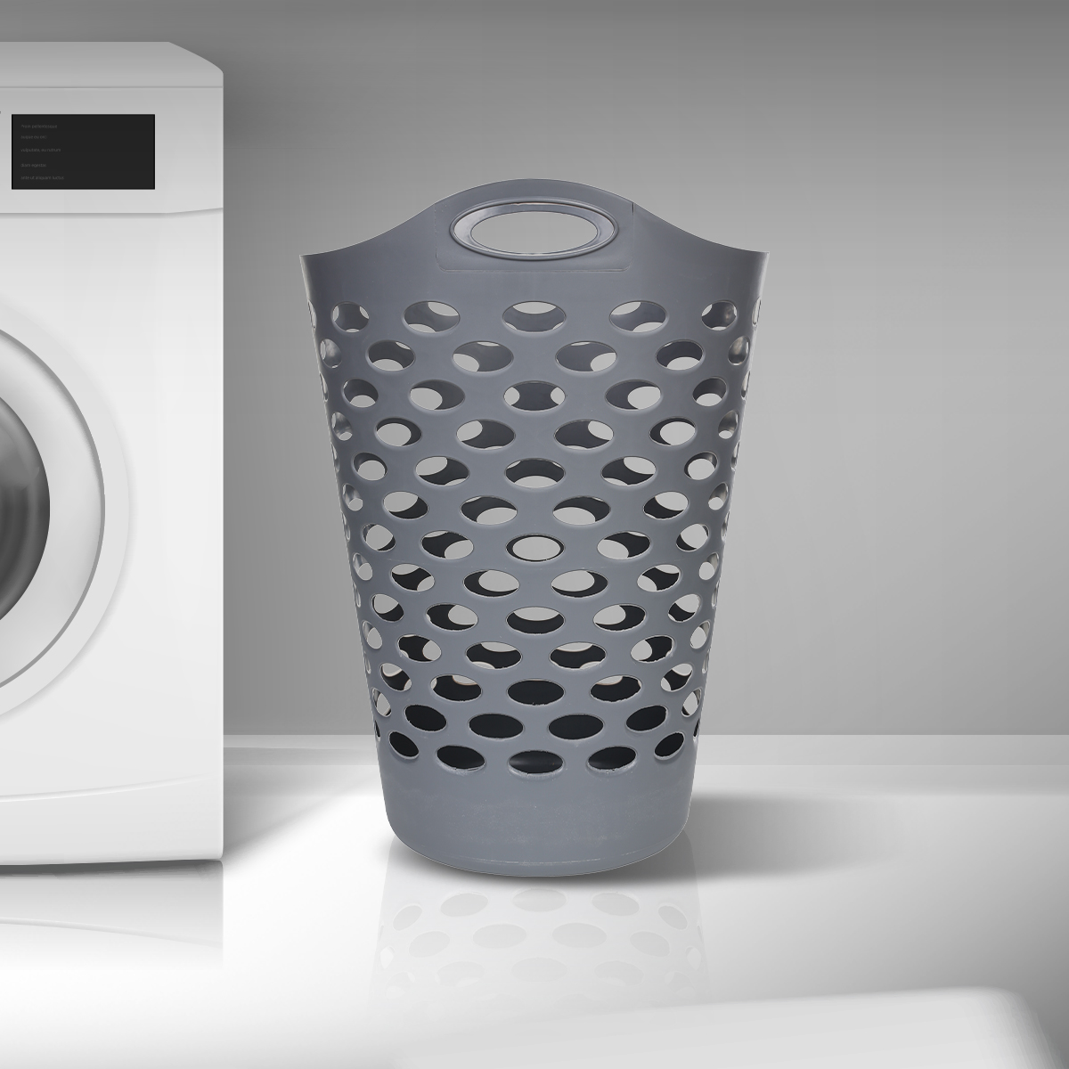 Corbeille à linge souple 60L gris, 5FIVE SIMPLY SMART