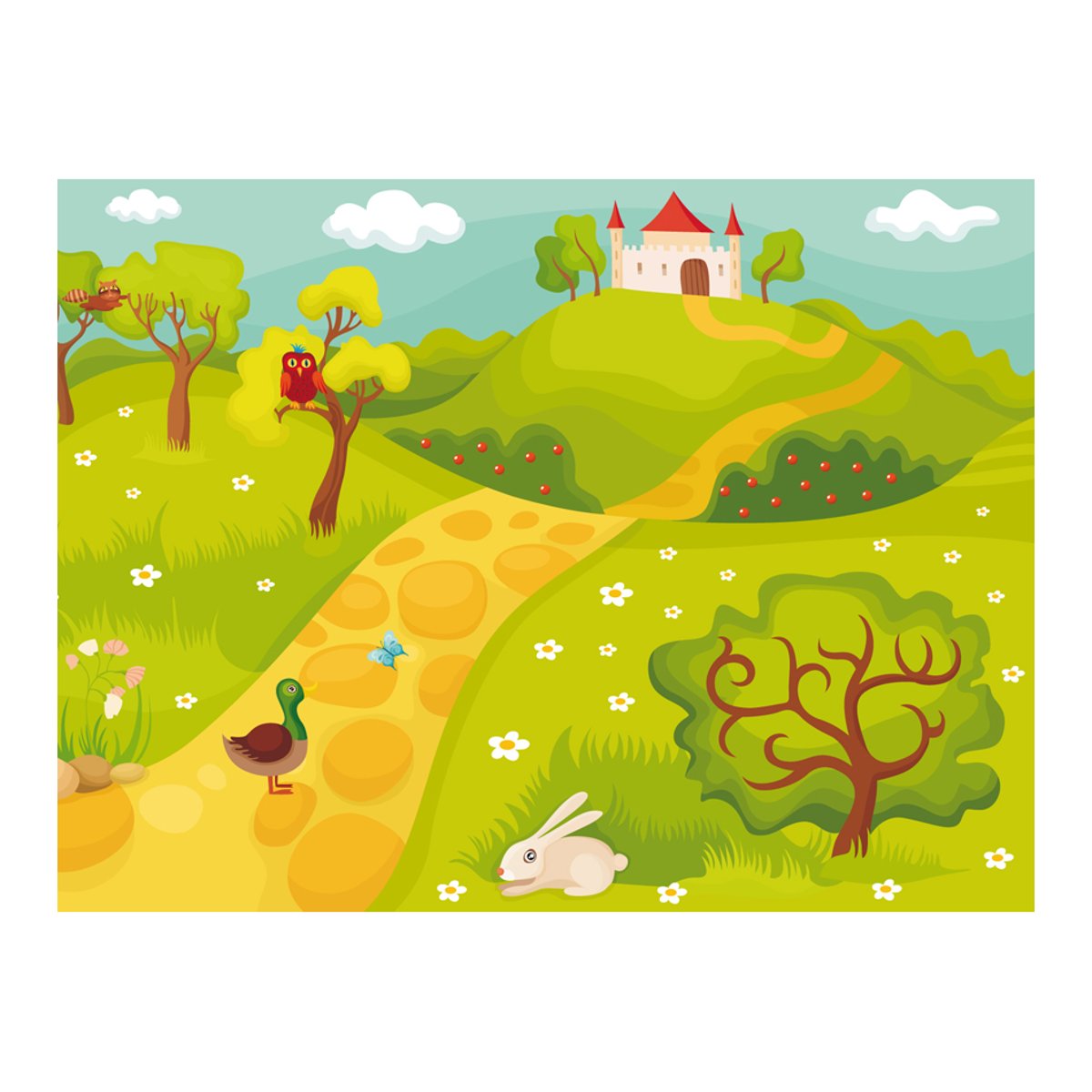 Papier peint intissé panoramique Pour enfants En chemin vers le château magique vert, EDEN