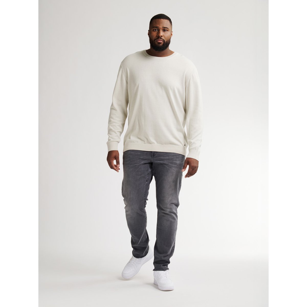 Pull grande taille col rond rhinelander blanc antique white melee, PETROL INDUSTRIES