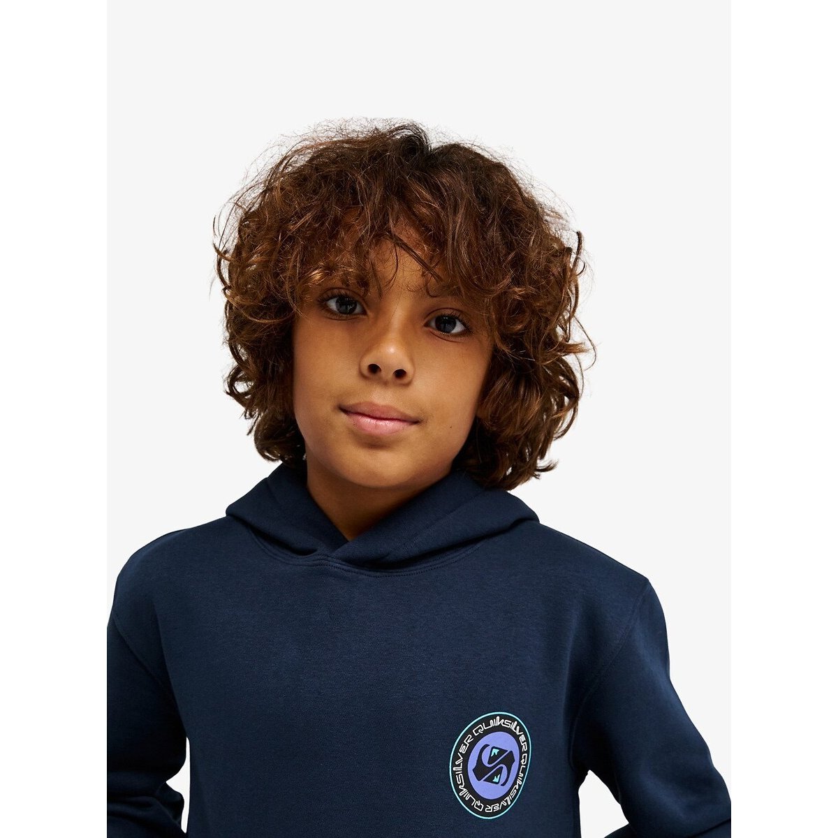 Hoodie, made from fleece, with a print on the back navy blue, QUIKSILVER