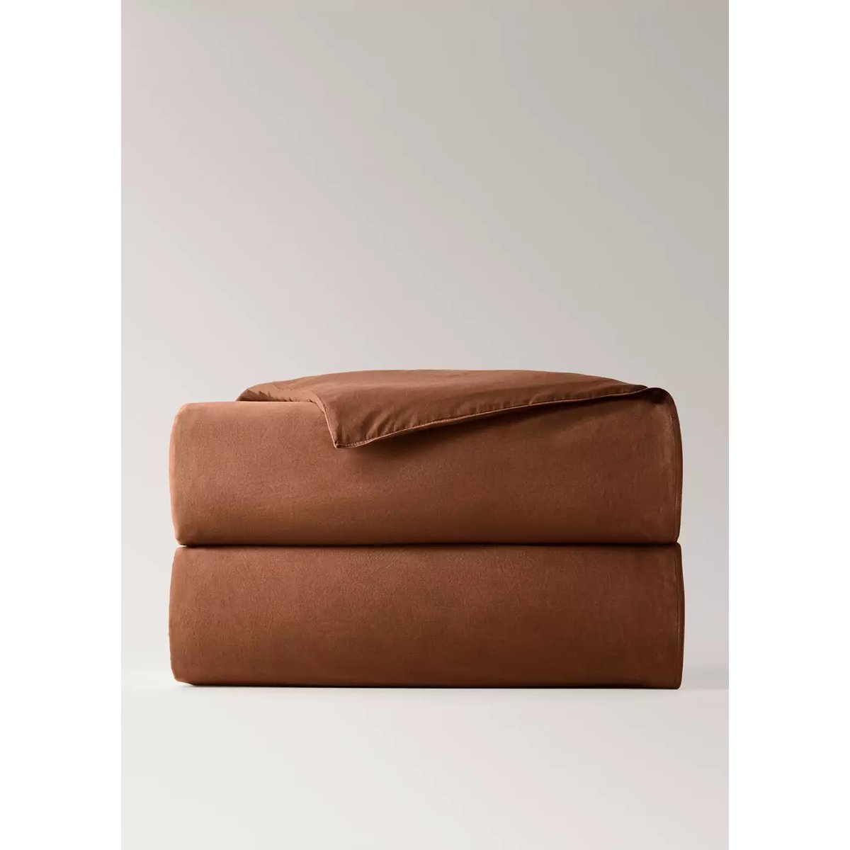 Housse de couette en satin de coton 300 fils garment-washed avec doubles surpiqûres Lit 180/200 cm caramel, MANGO HOME