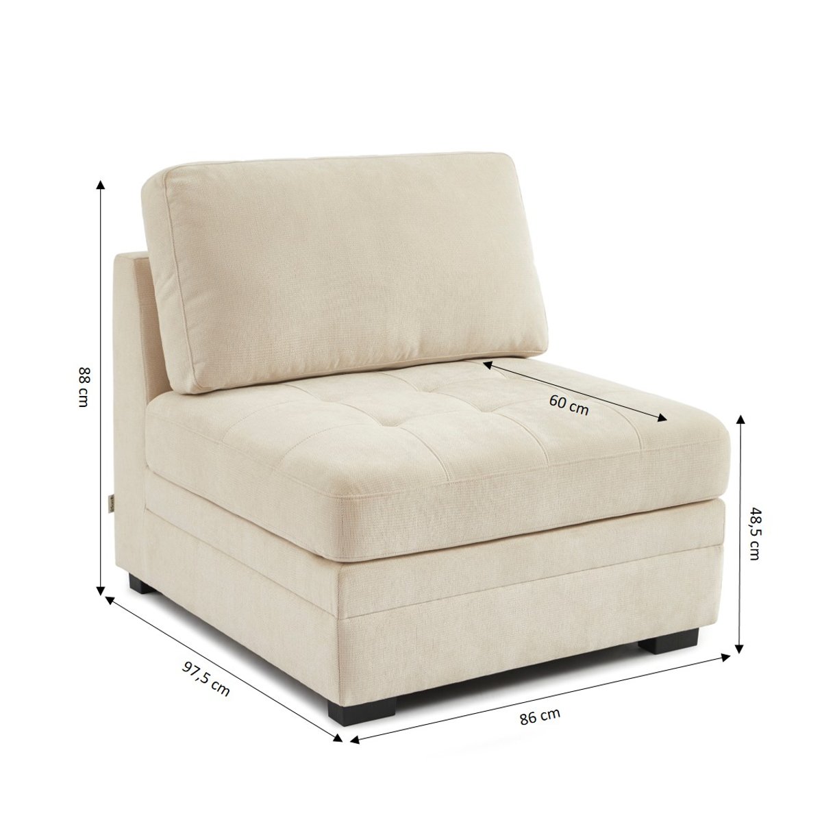 Chauffeuse 1 place en tissu BILLIE beige, SORELH