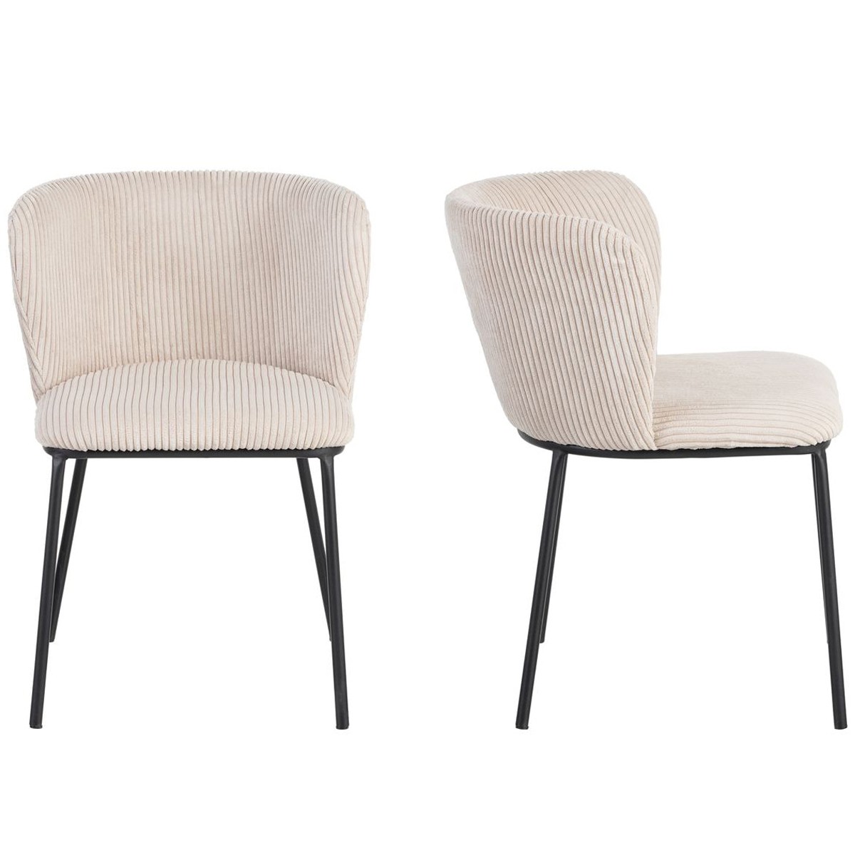 Lot de 2 chaises en velours côtelé - TOMA beige, HOMIFAB