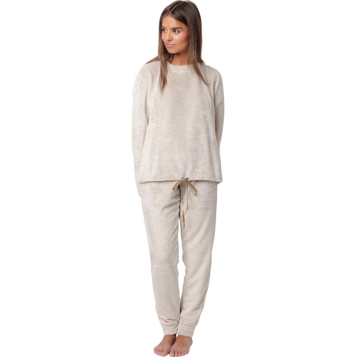 Pyjama pantalon top manches longues Enjoy Every Moment gris, ADMAS