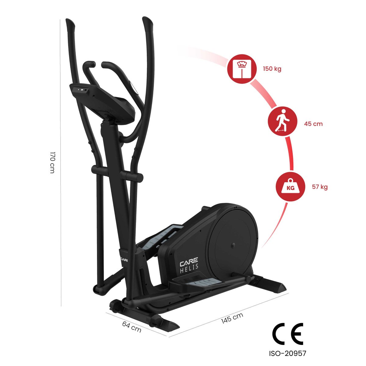 Vélo elliptique HELIS auto-alimenté - CARE - ergomètre connecté noir, CARE FITNESS