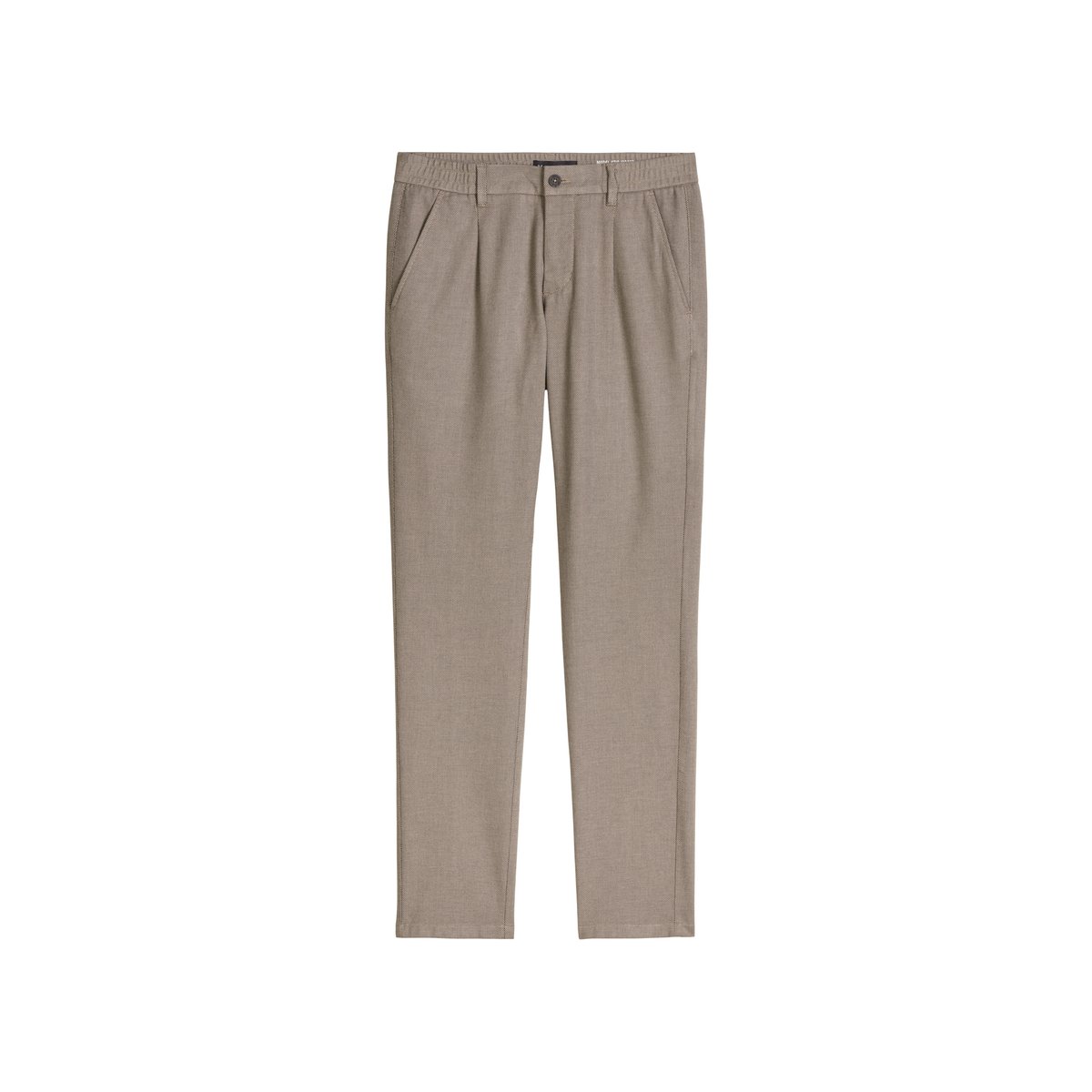 Chino modèle Stig Jogger Pleats shaped en coton bio mélangé marron, MARC O'POLO