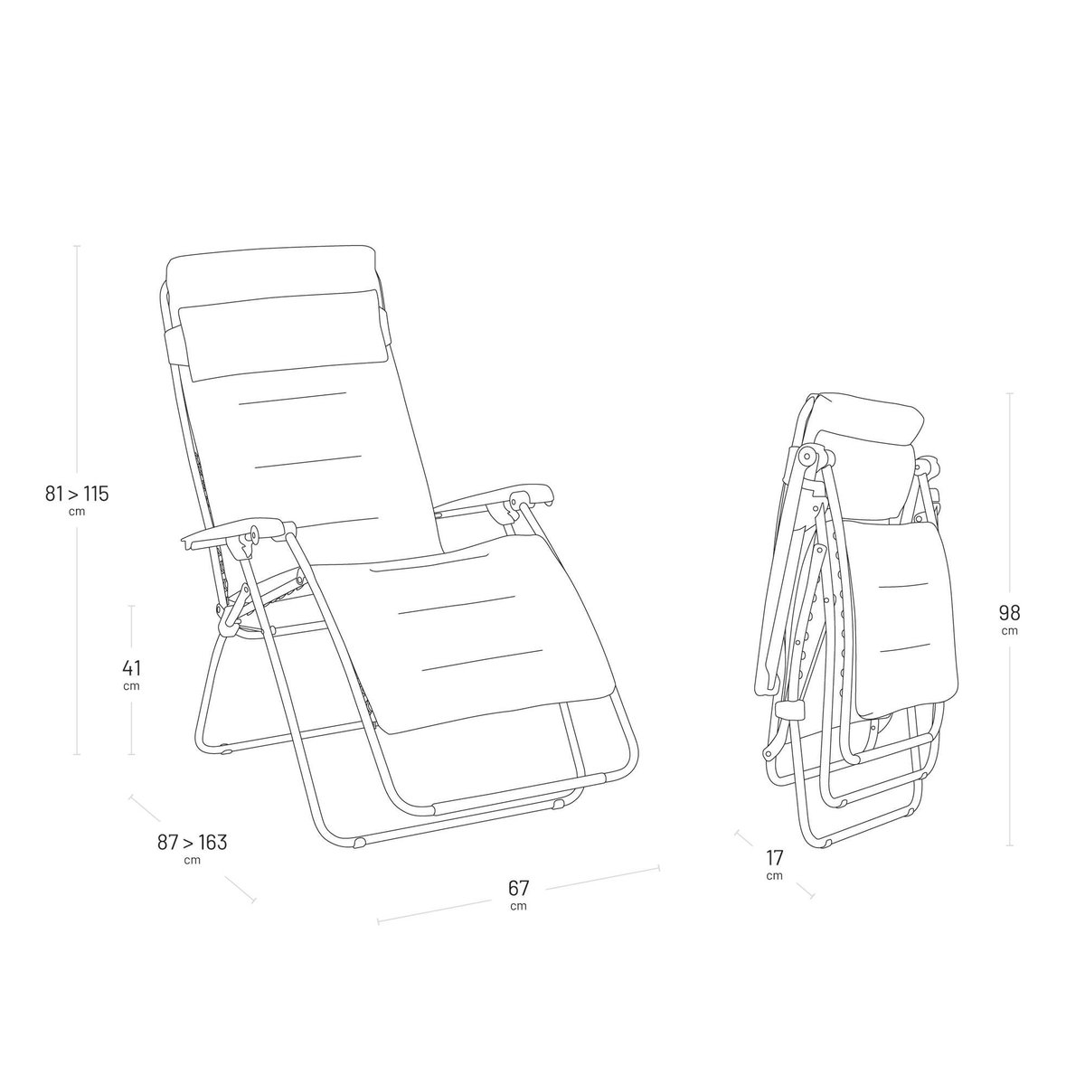 Fauteuil relax matelassé 0 gravité - RSX CLIP rouge bordeaux, LAFUMA MOBILIER