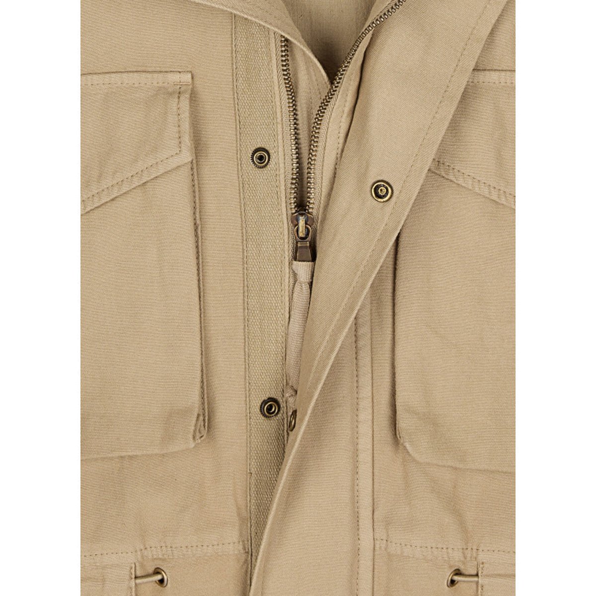 Blouson en coton beige uni à coupe ample avec un col montant beige, TEDDY SMITH