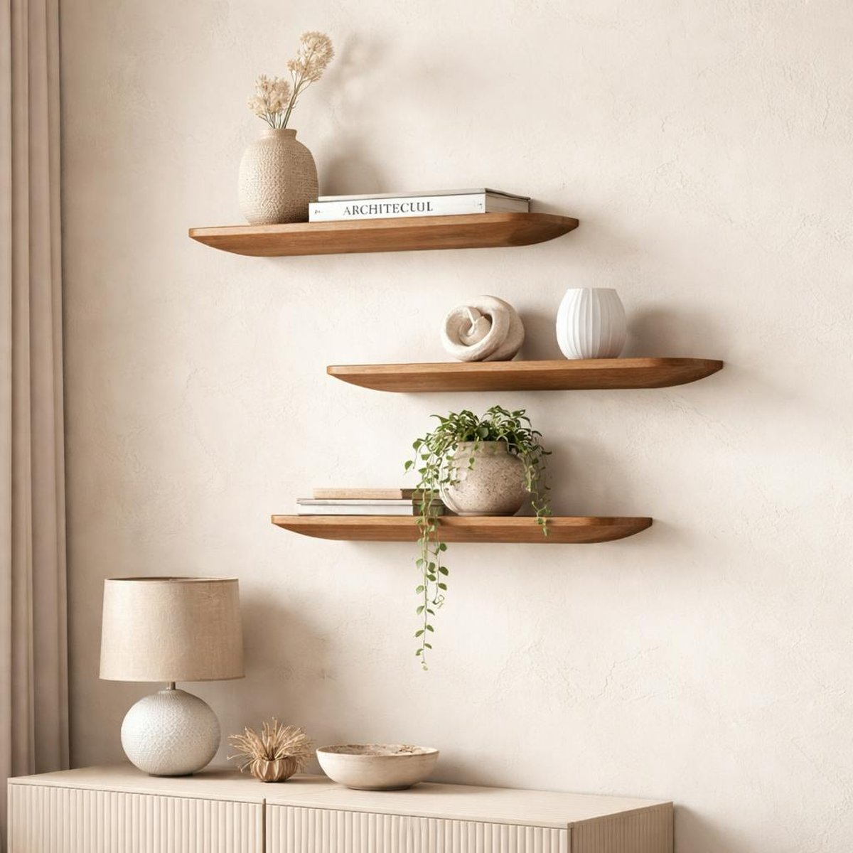 Etagère murale en bois (lot de 3) ALMA bois clair, PIER IMPORT