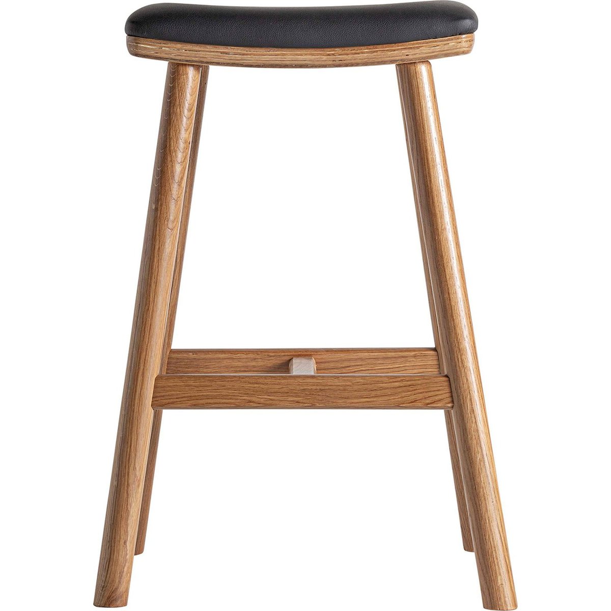 Tabouret vintage en chêne et fibre naturelle noir chêne mat et fibre naturelle, RECOLLECTION