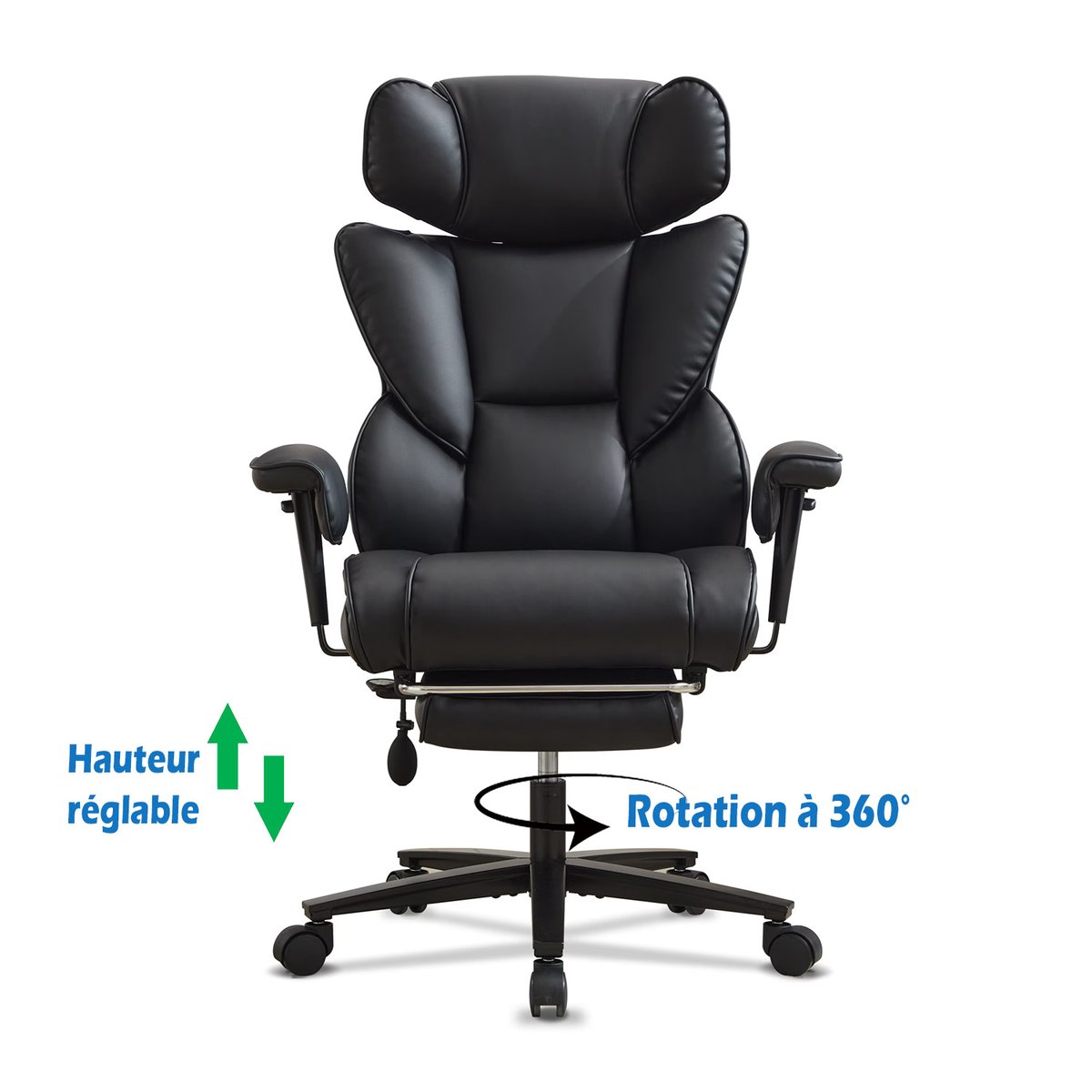 Fauteuil de bureau ergonomique, MORVEN noir, MEUBLES COSY