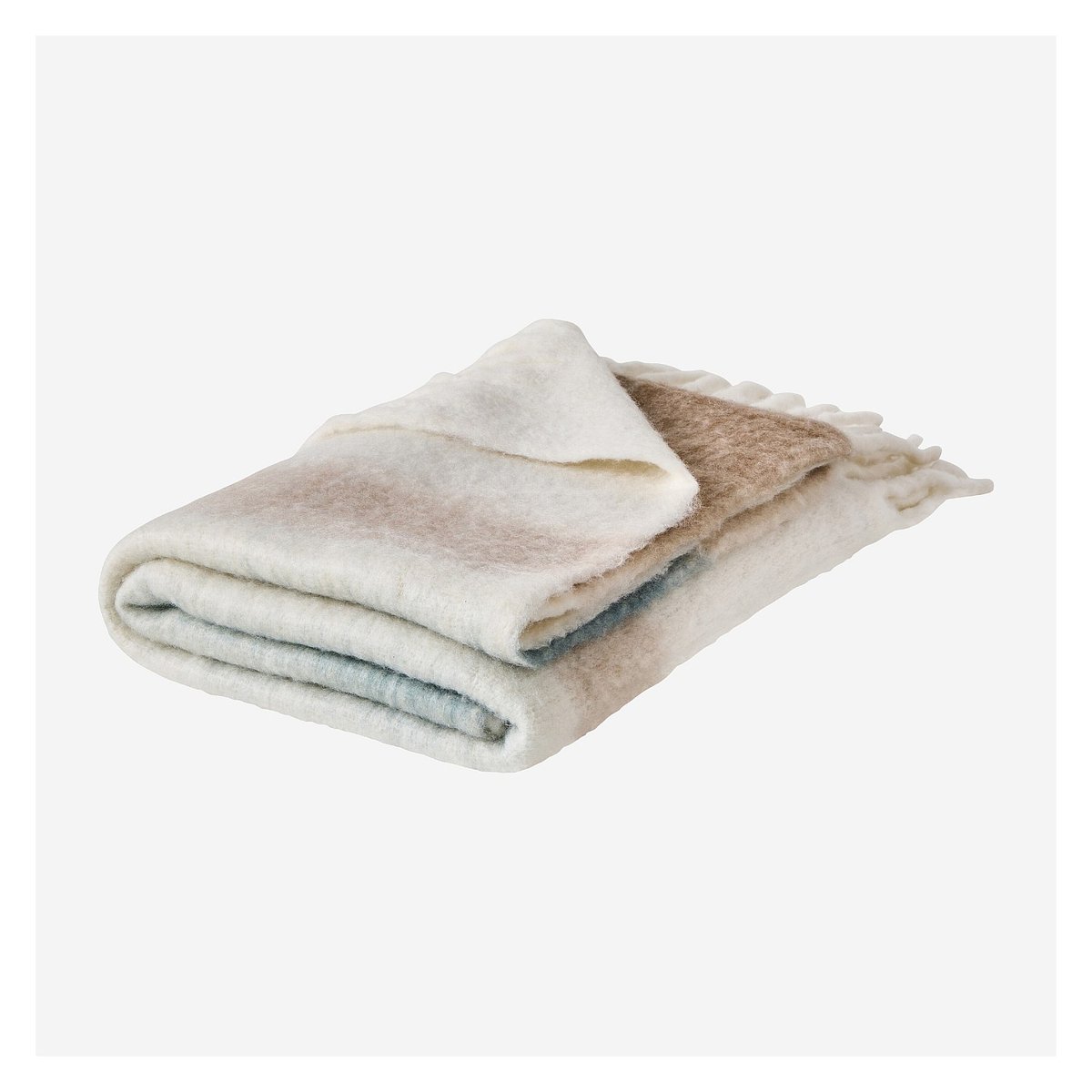 Plaid en laine BRUNA bleu, beige, HABITAT