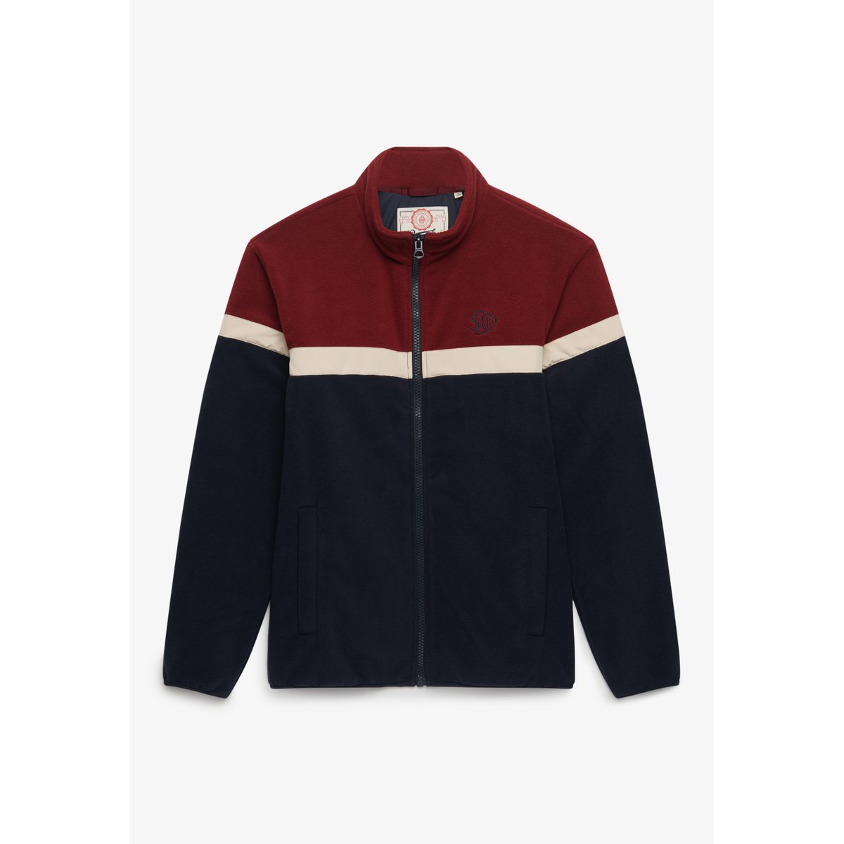 Polaire Tricolore Zippée Coupe Décontractée bleu marine éclipse/rouge, SUPERDRY
