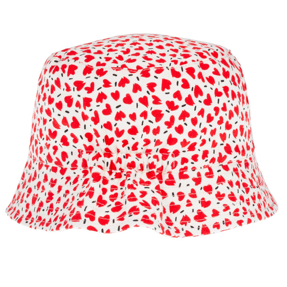 Bob 100% coton, ajustable 50 à 56 cm, protection soleil uv, 4-8ans rouge coeurs, ISOTONER
