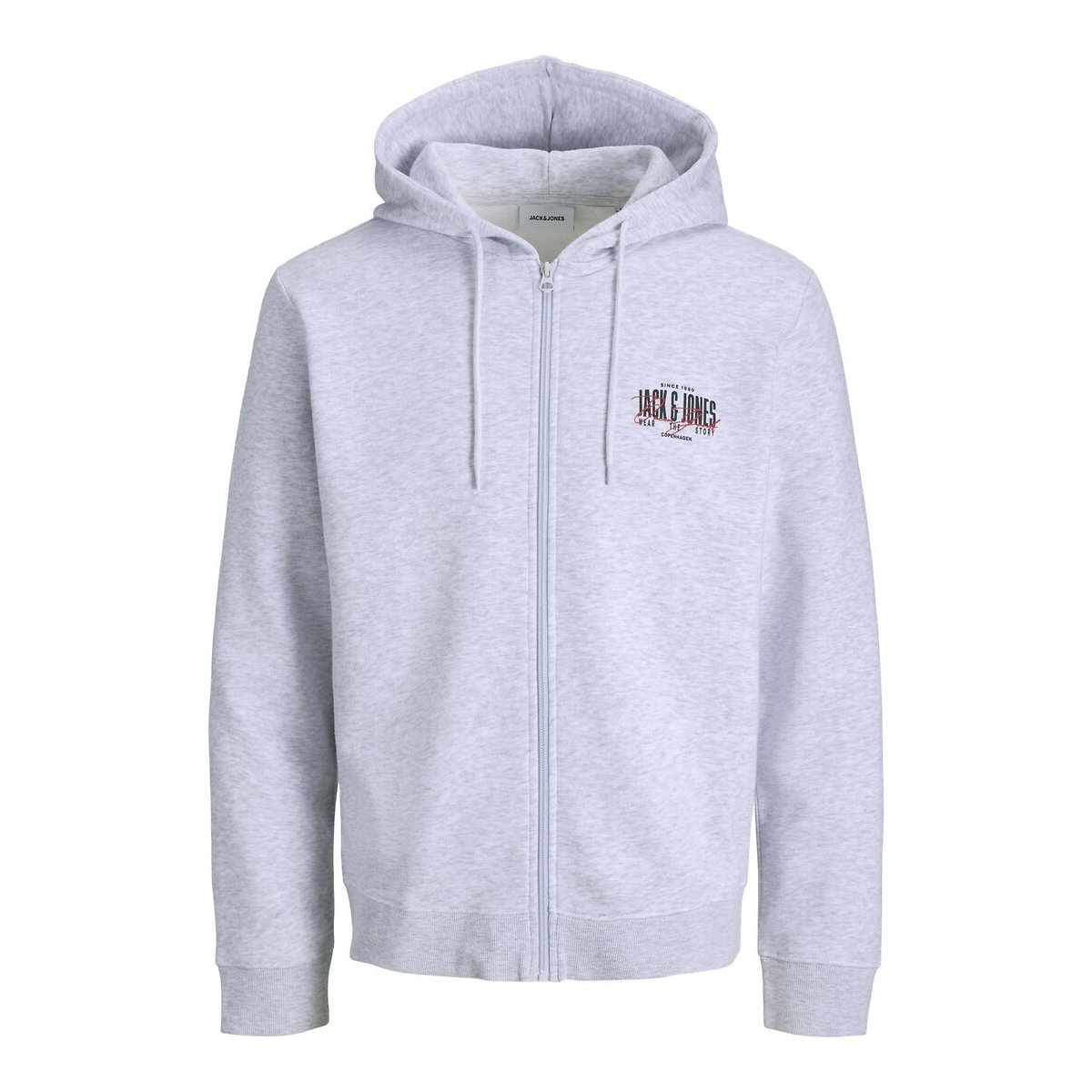 Sweat zippé, à capuche, AERO gris clair chiné, JACK & JONES