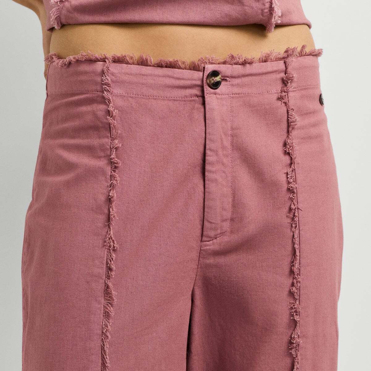 Pantalon Droit Teint En Pièce rose foncé, PEPE JEANS