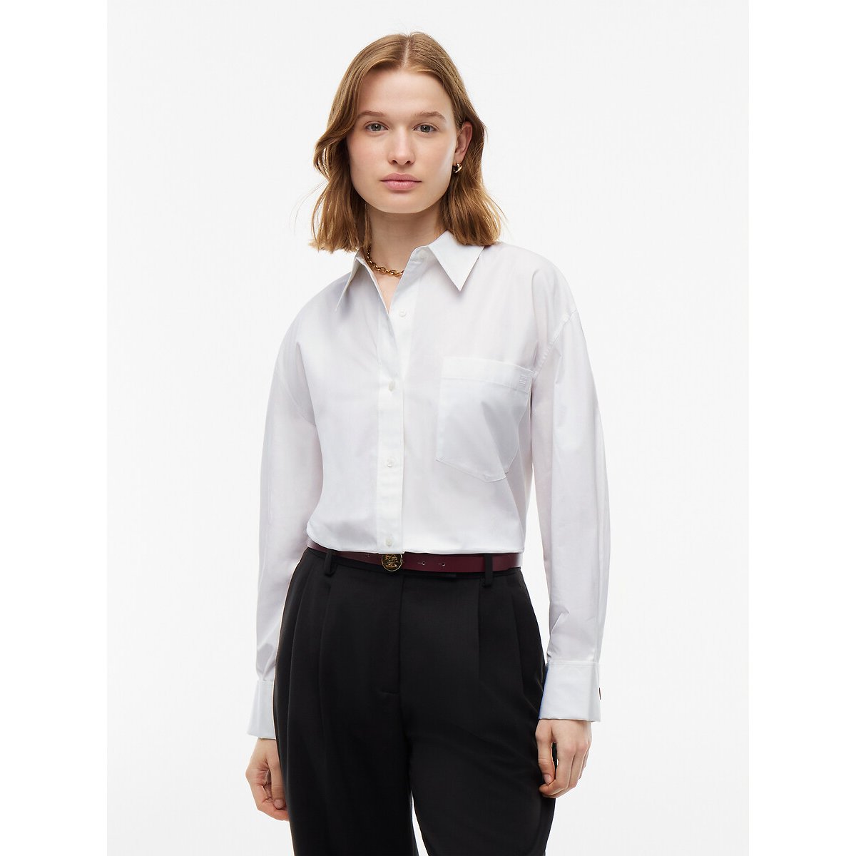 Chemise en popeline de coton blanc, TOMMY HILFIGER
