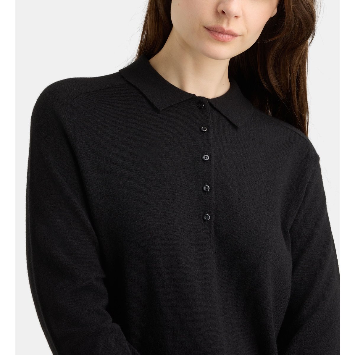 Pull slim elsa polo en laine noir, GALERIES LAFAYETTE