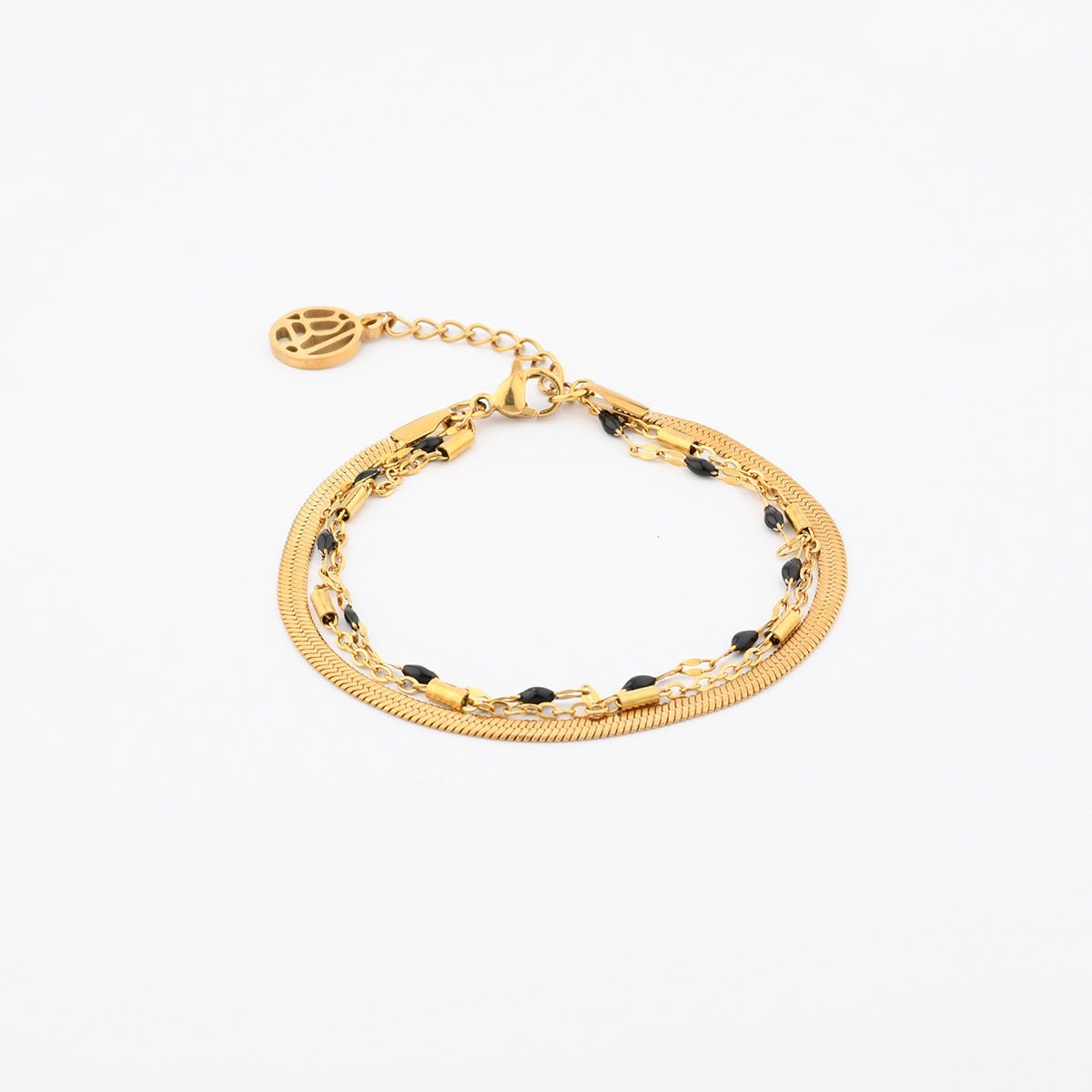 Bracelet multi chaînes en acier inoxydable noir, BALABOOSTE