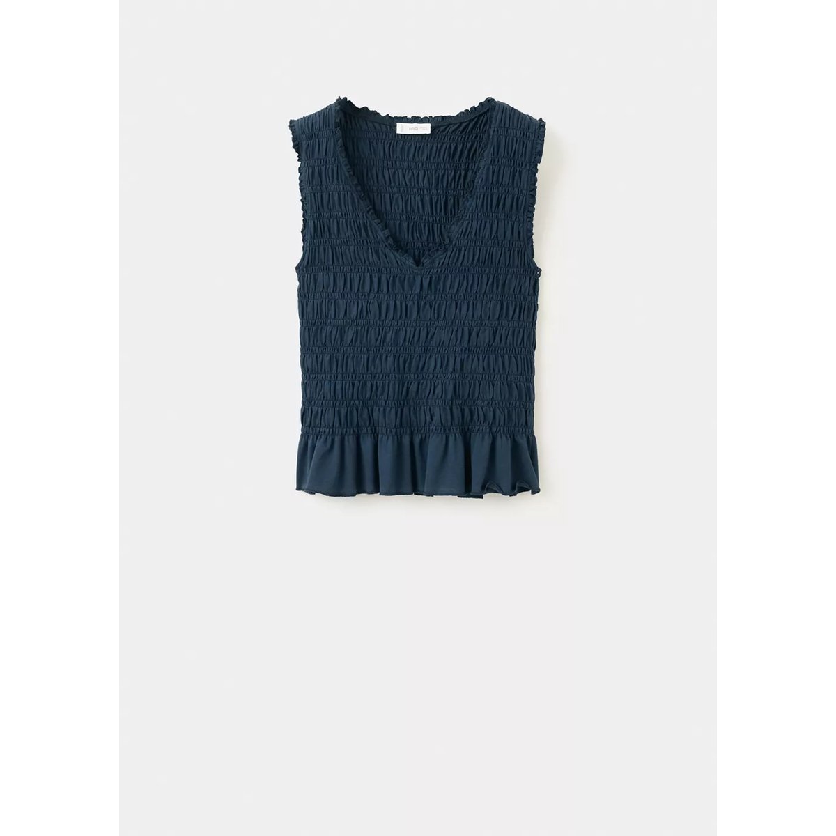 Top coton froncé bleu marine, MANGO TEEN