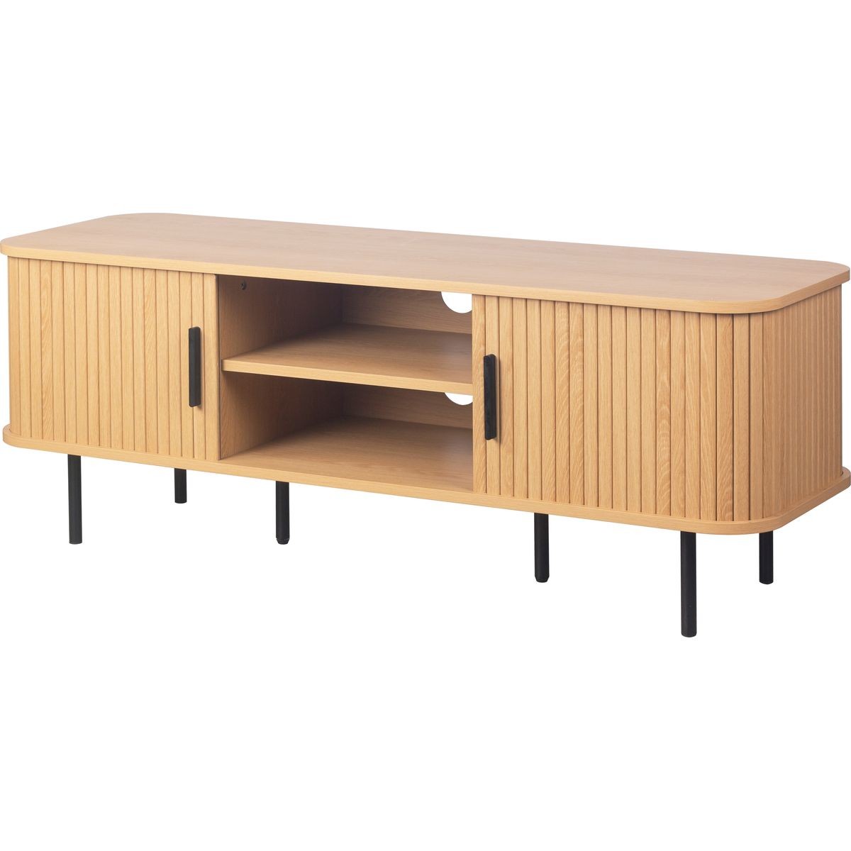 Meuble TV 2 portes 2 niches - SORA chêne, HOMIFAB