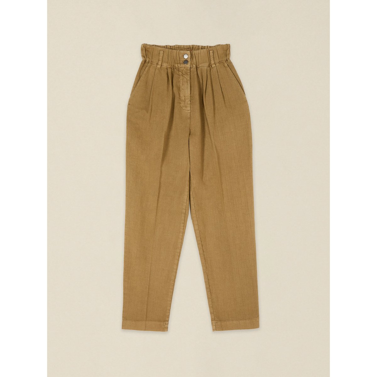 Pantalon baggy paperbag marron, OLTRE