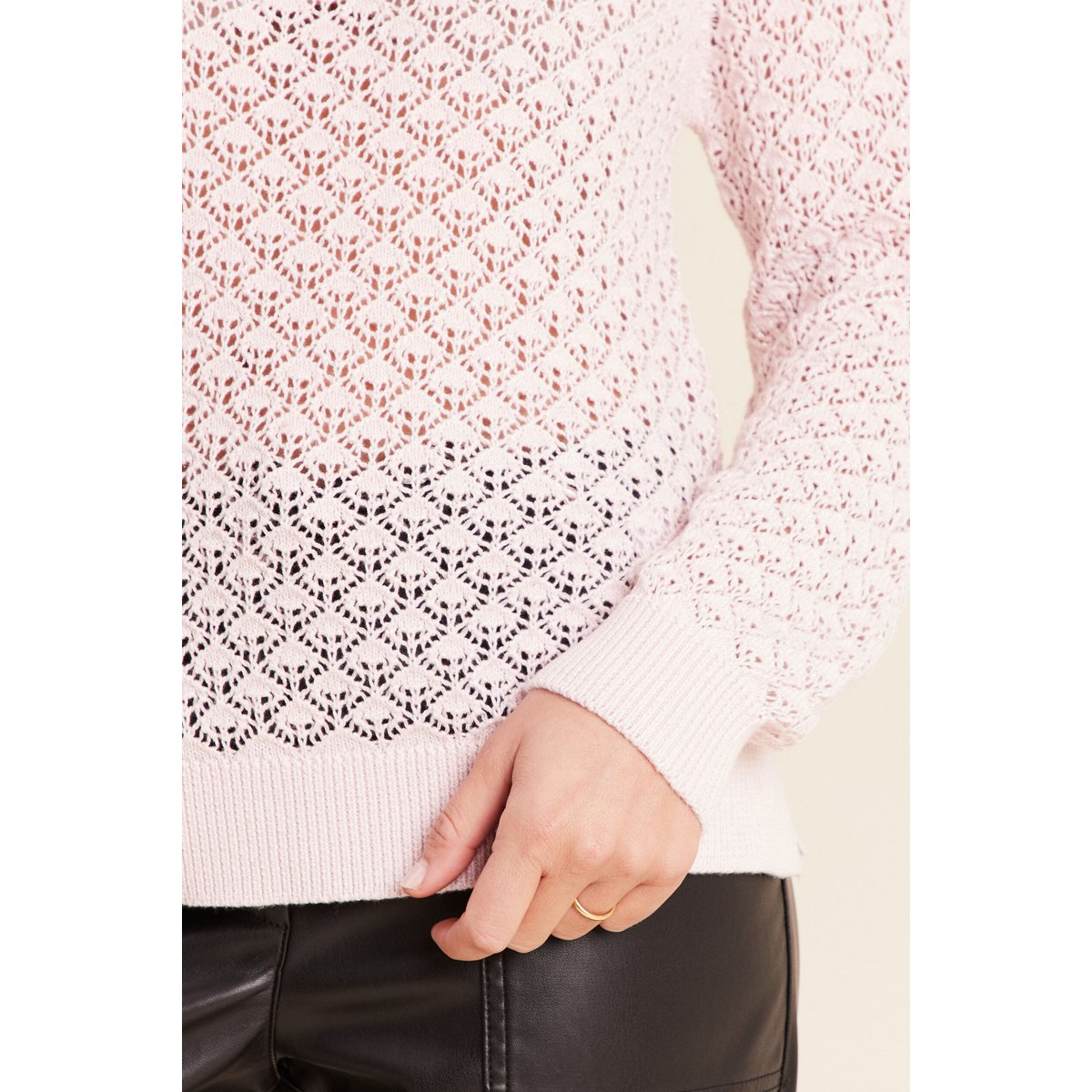 Pull col rond manches longues rose clair, BREAL