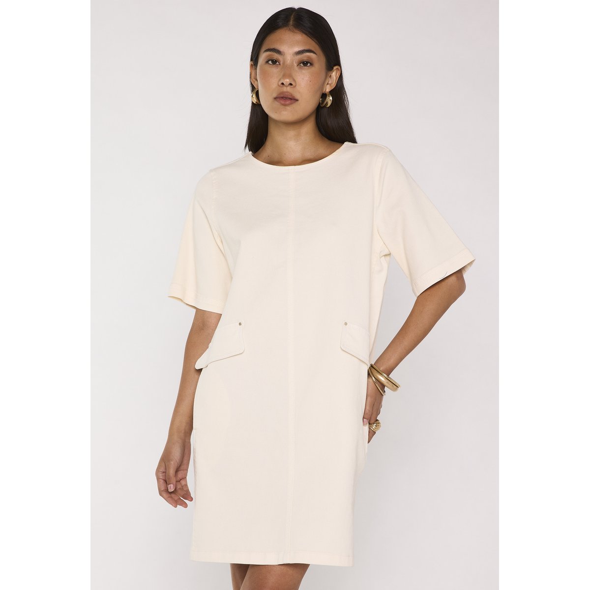 Robe droite à manches courtes en coton mélangé BALSA creme, Maison 123