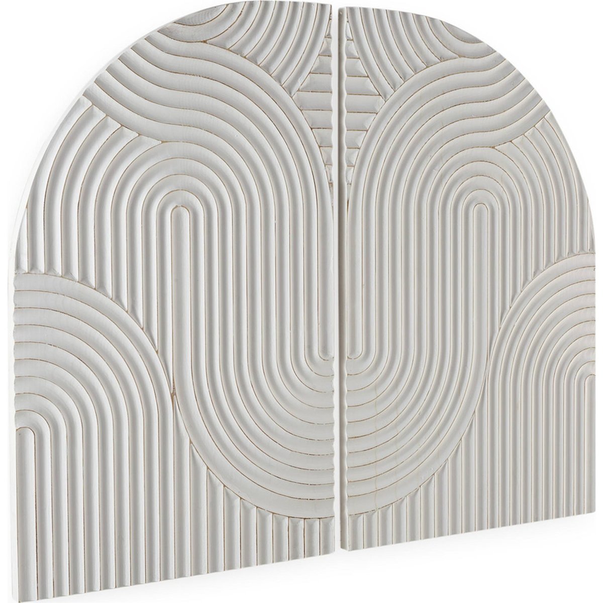 Sculpture murale en bois relief arqué blanc, RECOLLECTION