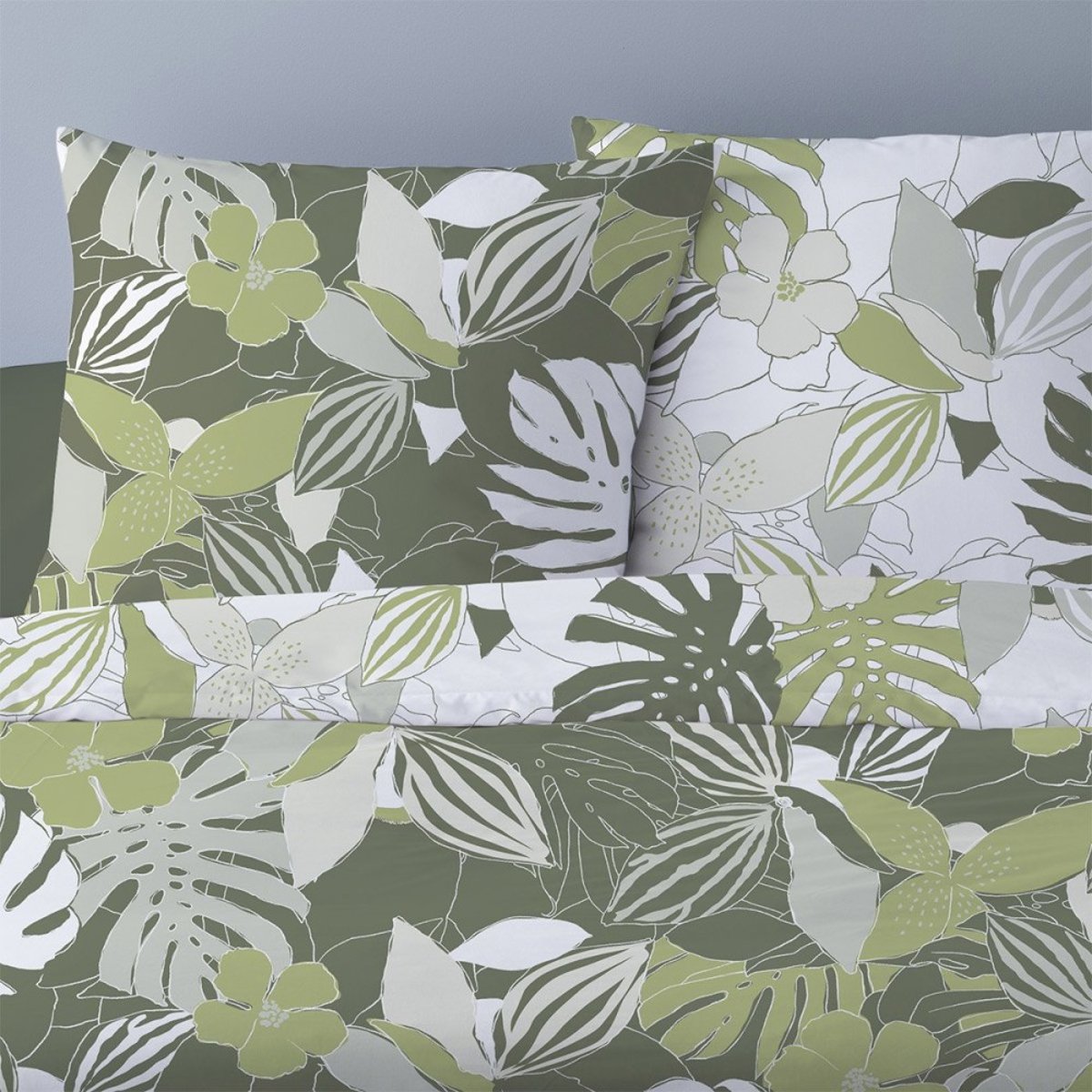 Housse De Couette 240x220 Chika Vert + 2 Taies vert, DECORATIE