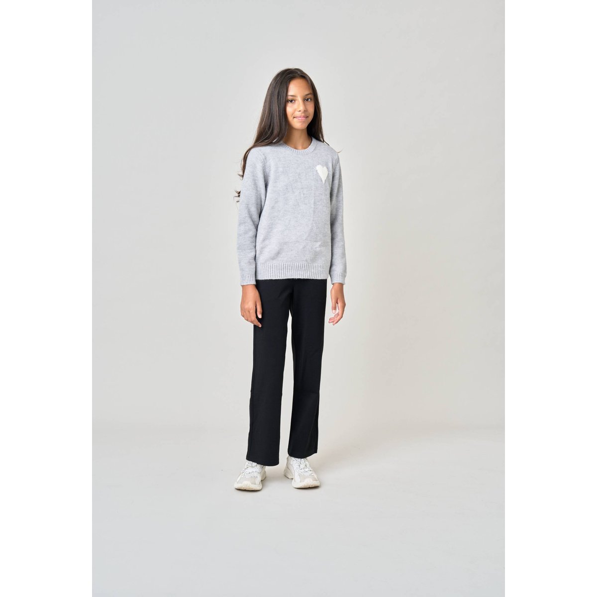 Pull fille motif cœur ADONIS light grey, DEELUXE