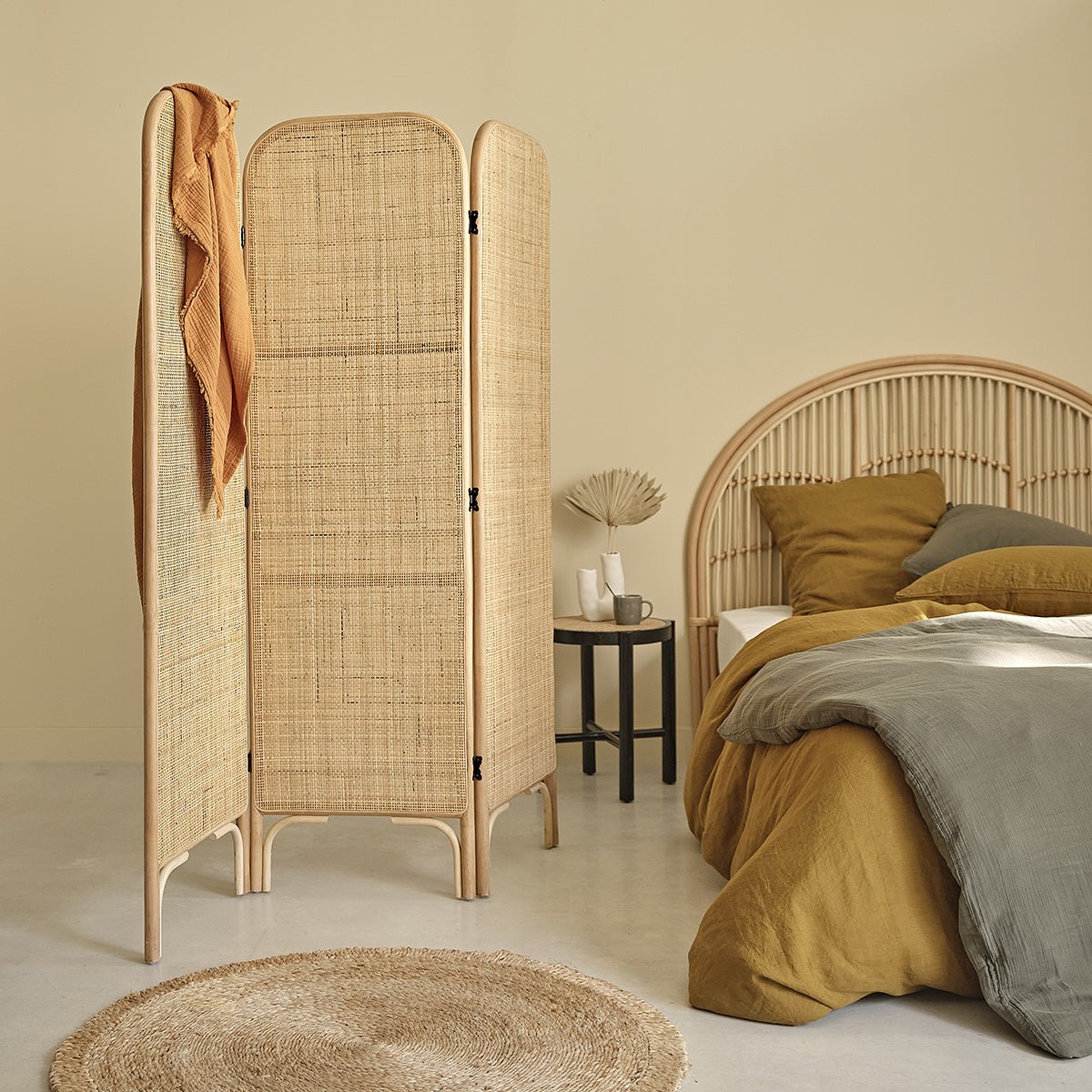 Paravent en rotin et cannage 3 panneaux  JANE naturel, BERAH GETAH