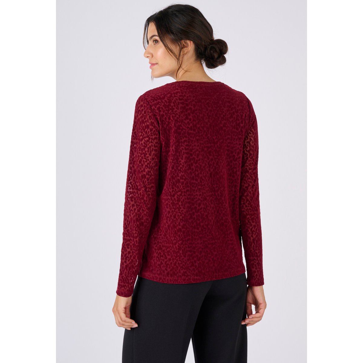 T-shirt maille dévorée rouge bordeaux, DAMART