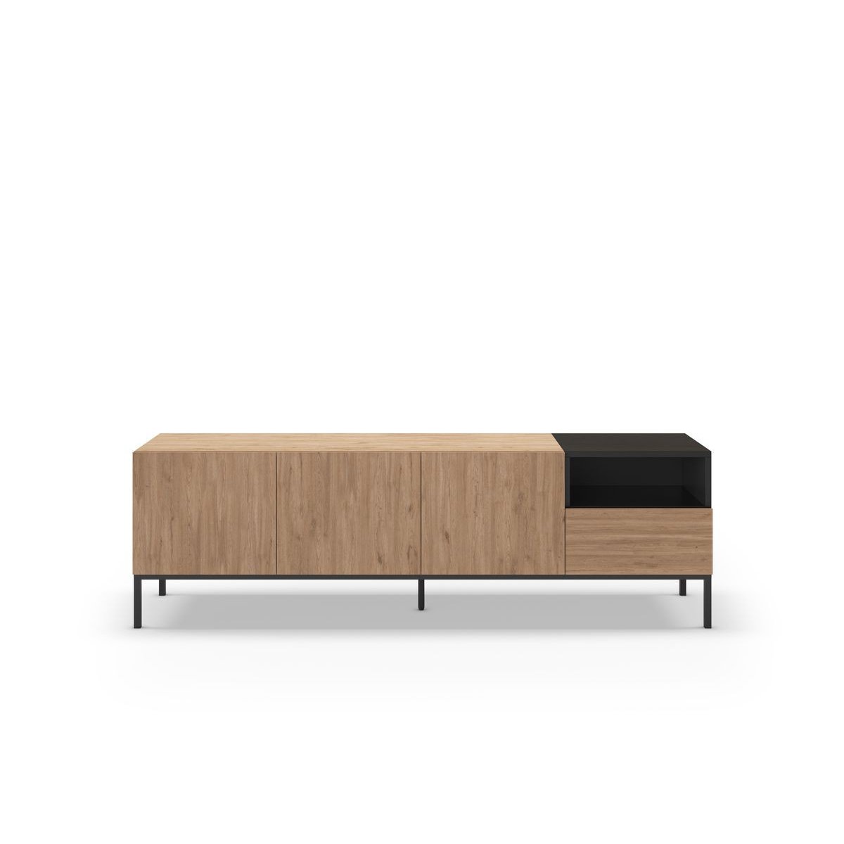 Meuble TV 180 cm panneaux de particules, CECILIA marron clair, BOBOCHIC