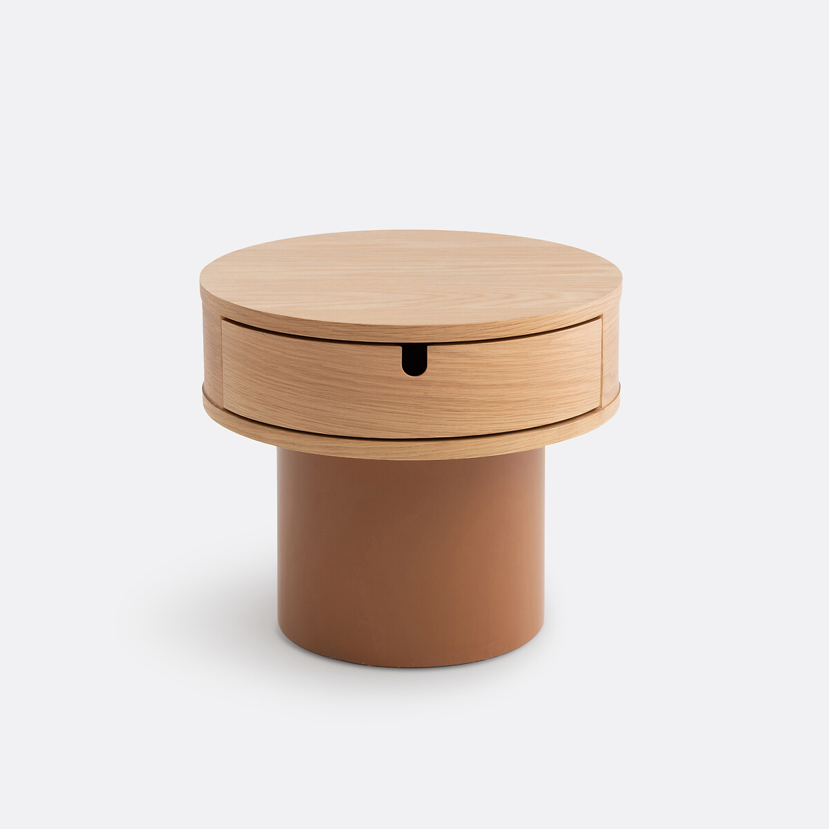 Tamita 1-Drawer Lacquered Base Bedside Table oak/caramel, LA REDOUTE INTERIEURS