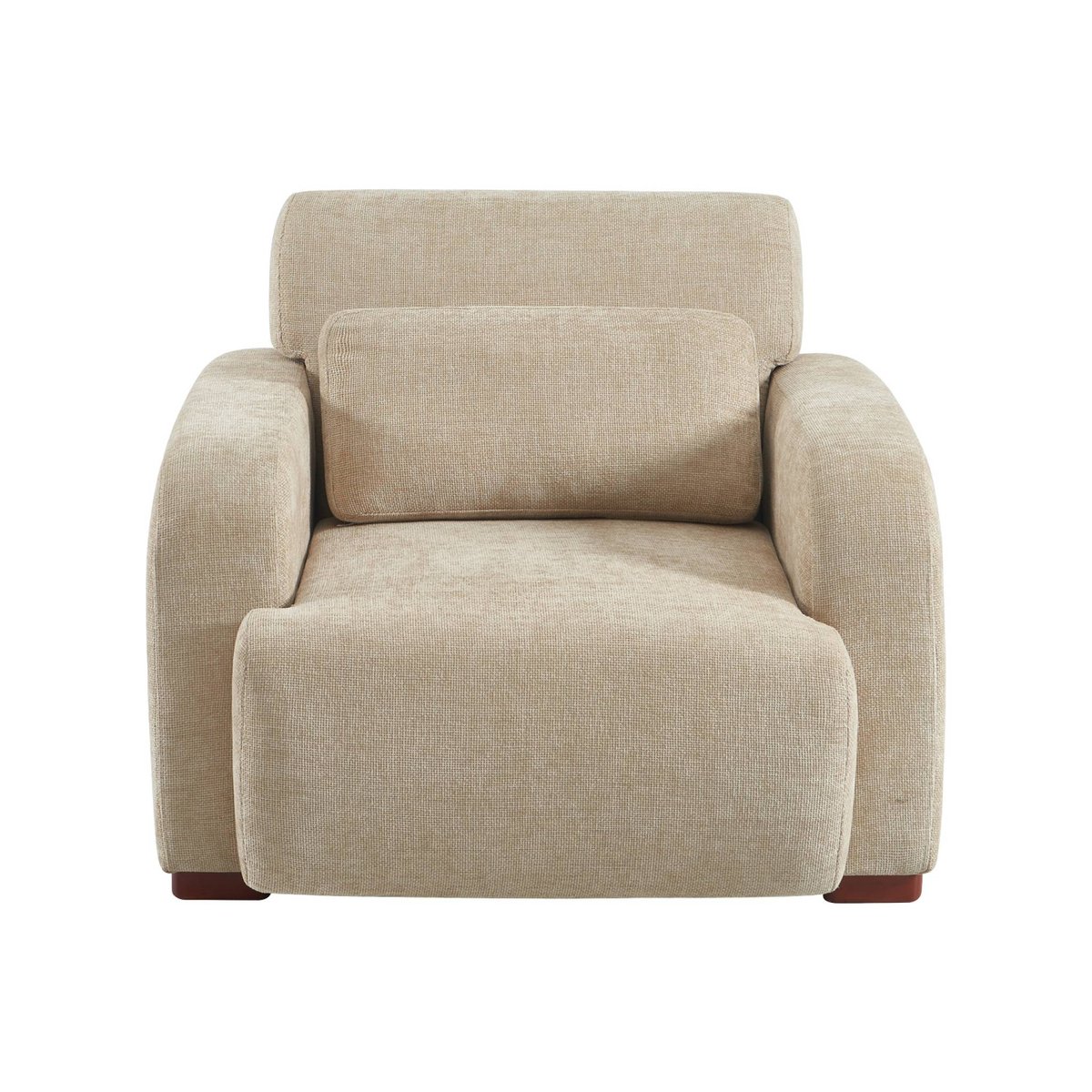 Fauteuil tissu pieds en bois d'hévéa 1 place DANY beige, SWEEEK