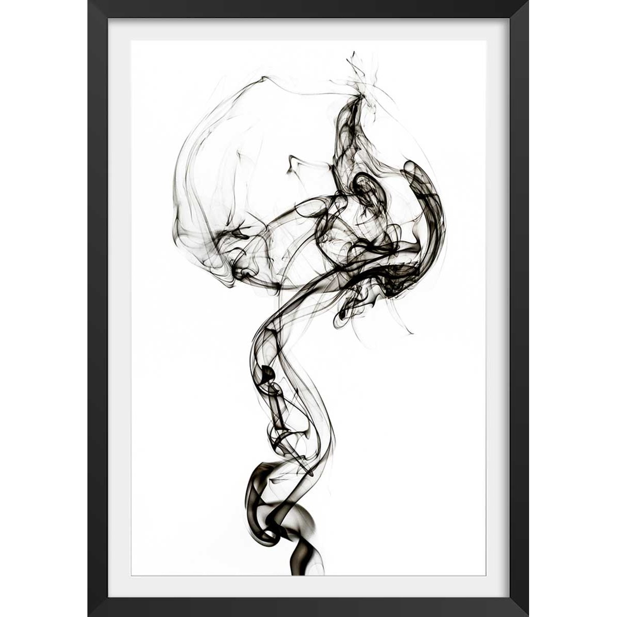 Poster black smoke medusa affiche + cadre en bois - noir, HEXOA