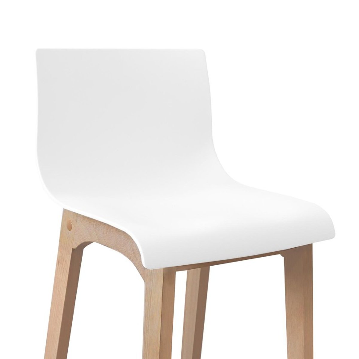 Lot de tabourets de bar en chêne et assise plastique blanche 75cm TANNA|Lot de 8 | Lot de 8 blanc, MOB IN