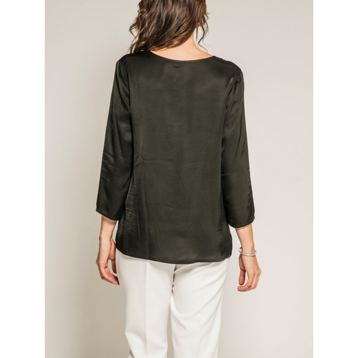 Blouse Soyeuse Manches 3/4 Olga noir, DONA LISA