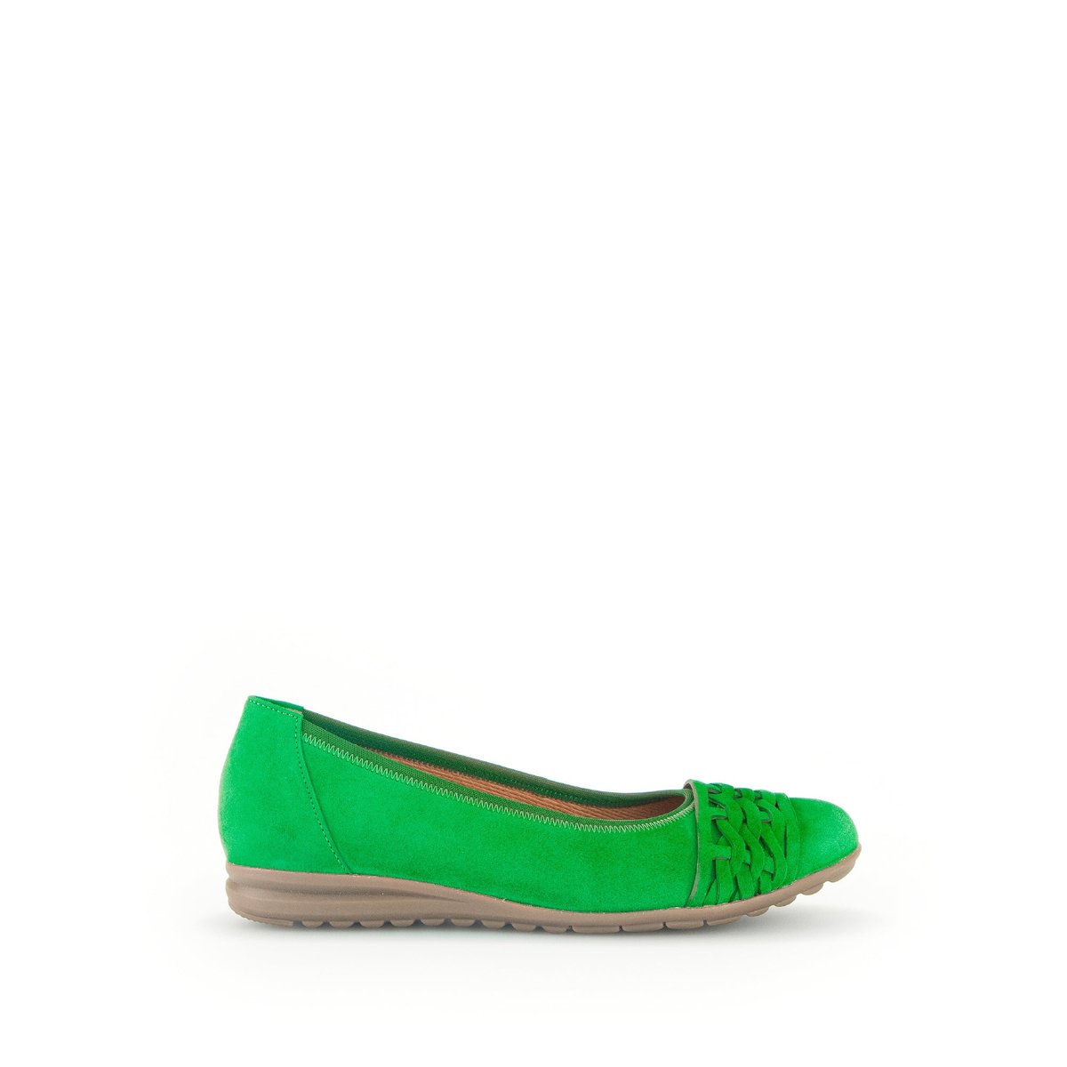 Ballerines en cuir velours à talon compensé vert velours, GABOR