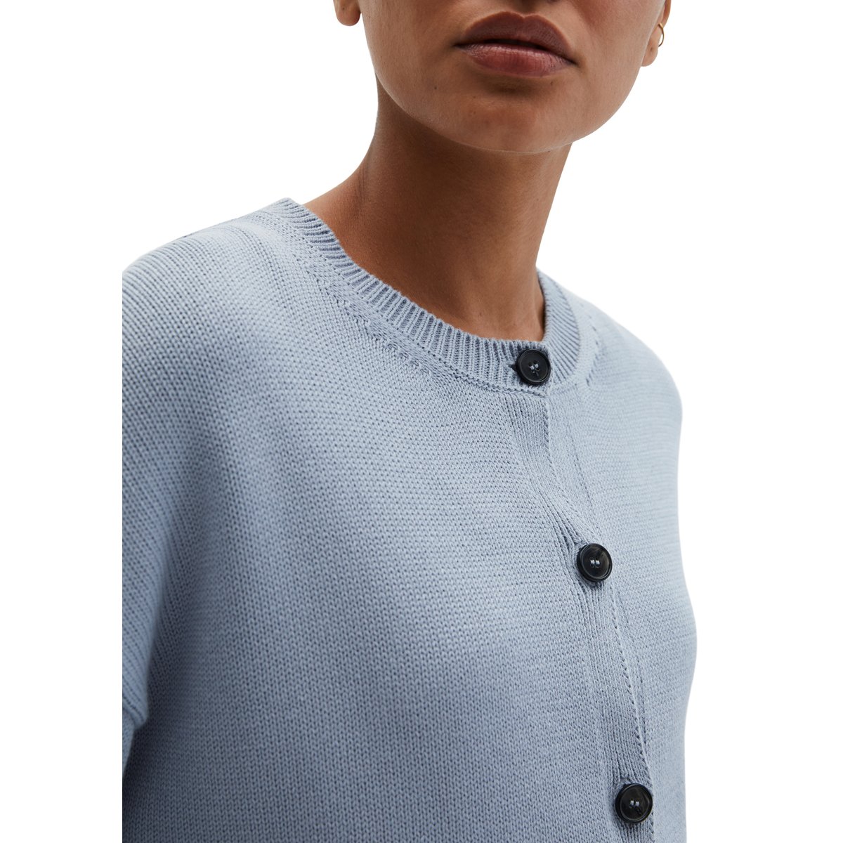 Cardigan oversized à col en V DfC en fil de coton organique gris, MARC O'POLO