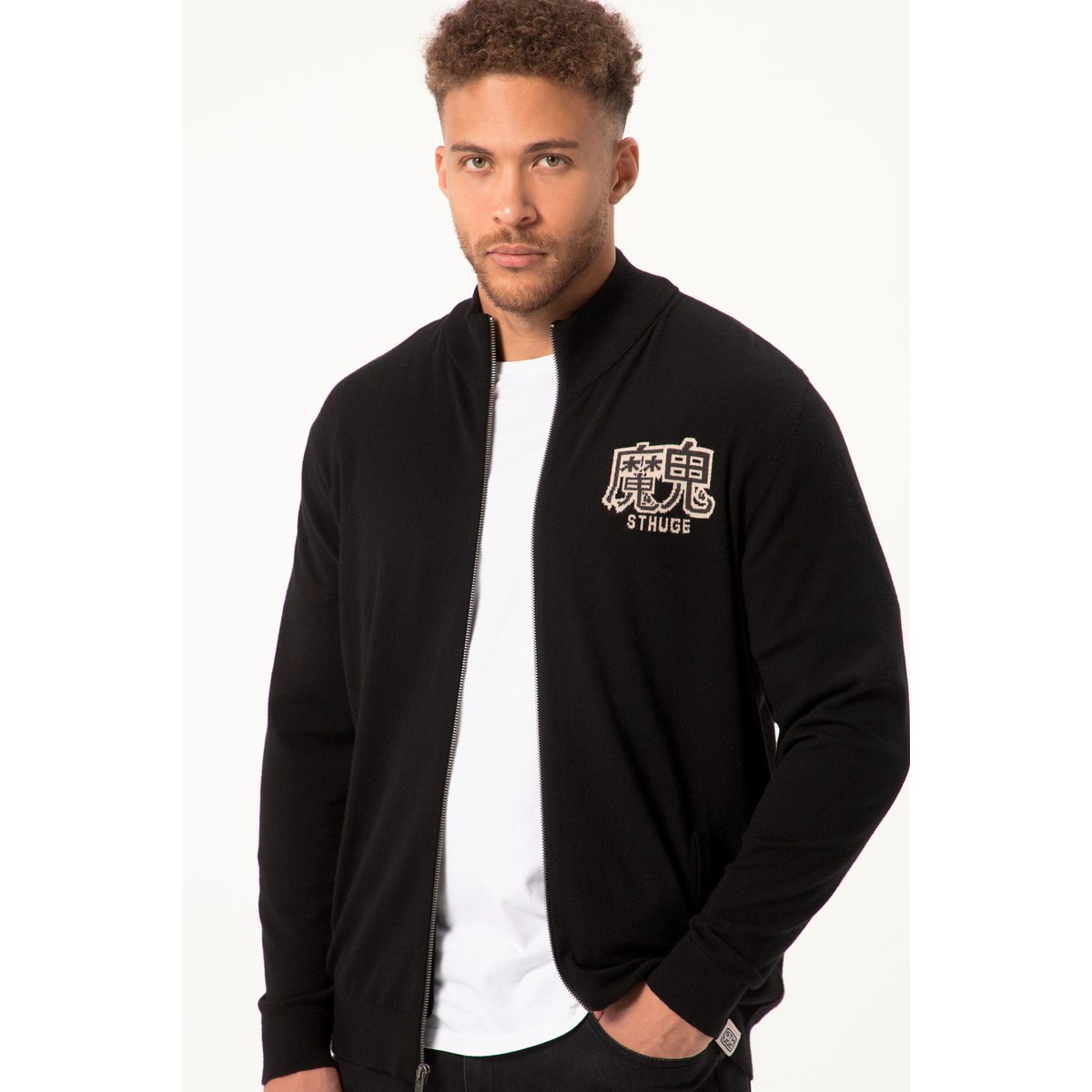 Cardigan avec technologie FLEXLASTIC® noir, STHUGE