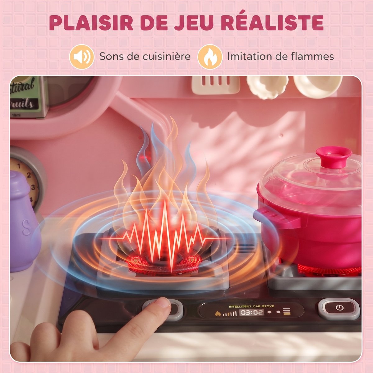 Ensemble de cuisine pour enfants Plastique rose, blanc, AIYAPLAY