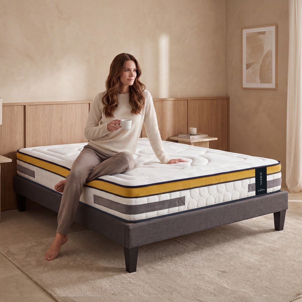 Matelas Ressorts ensachés et Mémoire de Forme - 24 cm - AUBERTIN blanc, MAISON AUBERTIN