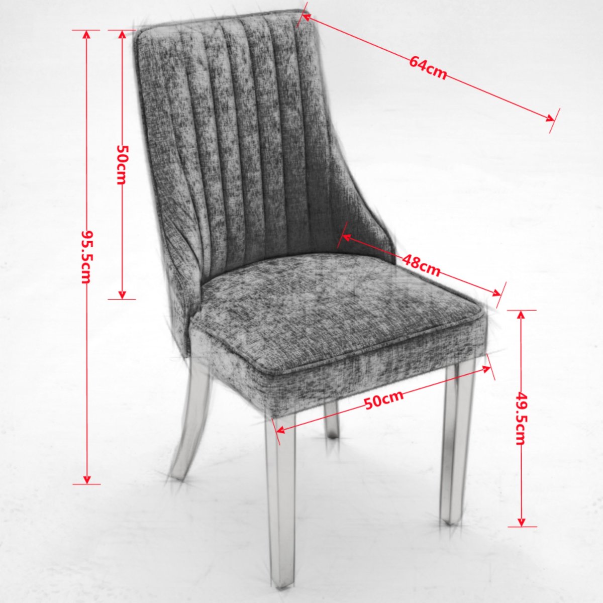 Lot de 6 chaises en tissu chenille avec pieds métal doré, GERRYC gris, MEUBLES COSY