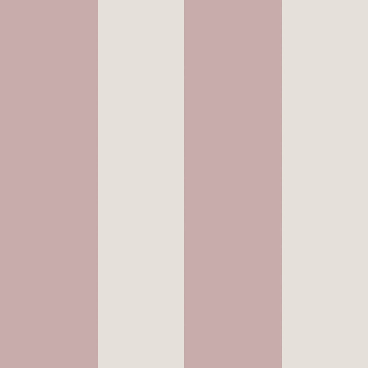 Papier peint Grandes rayures vanille-fraise rose, JOULES