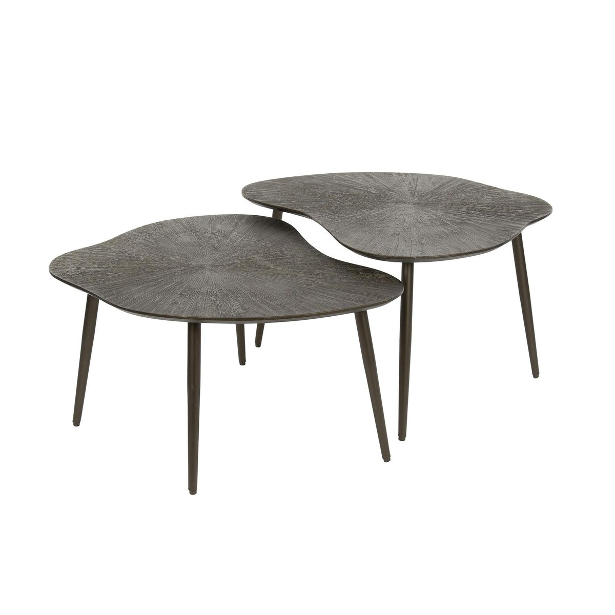 Table gigogne organique – brun bronze, forme libre (lot de 2) RALF marron, PIER IMPORT