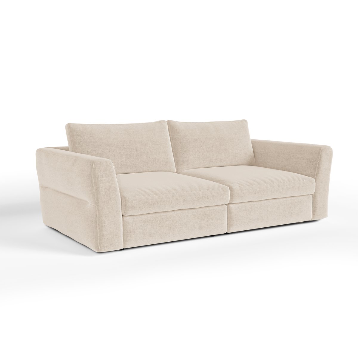 Canapé modulable 3 places en tissu tramé toucher doux NEST crème, SIA HOME